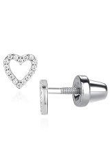 stunning open heart cubic zirconia sterling silver baby earrings